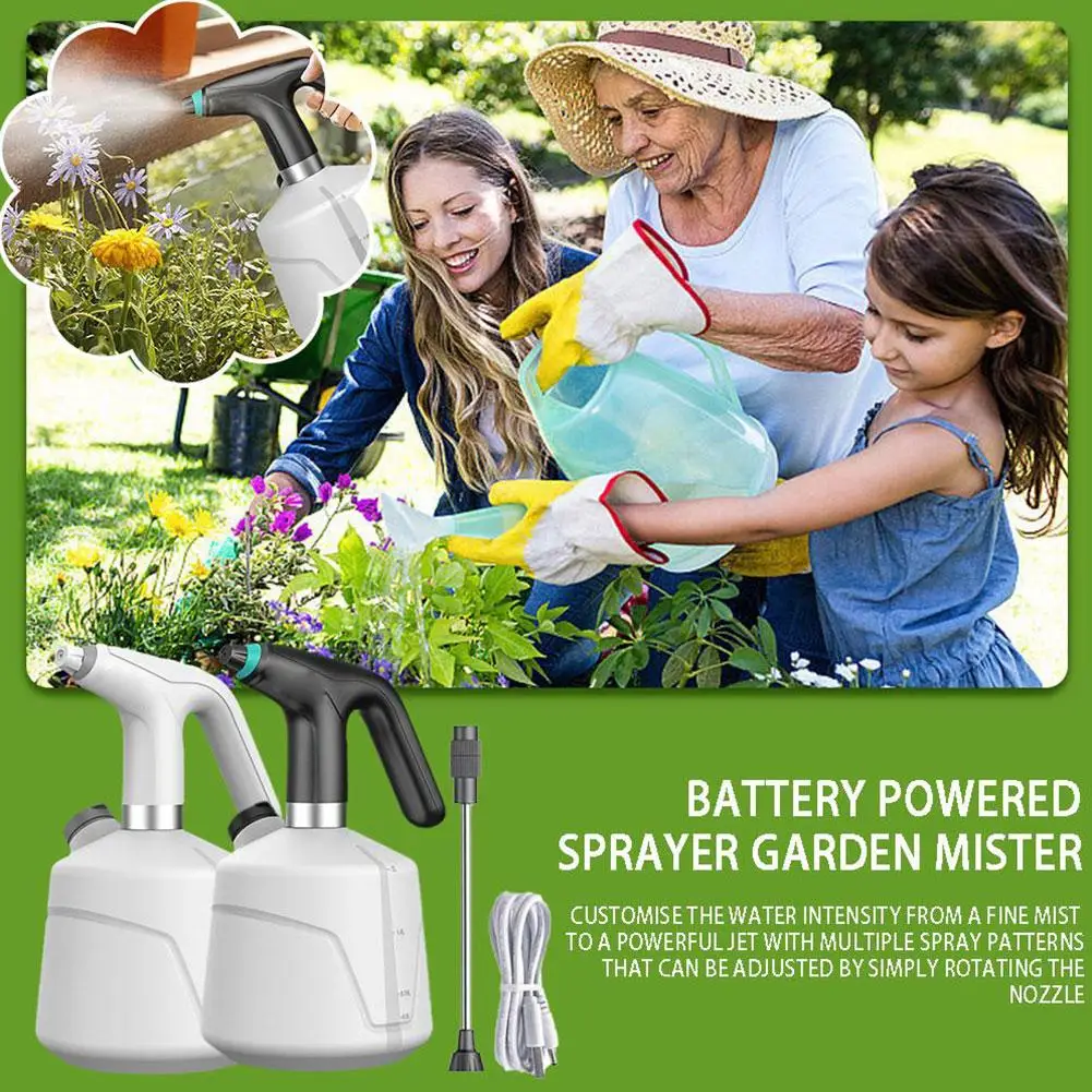 Arrosoir électrique pulvérisateur de plantes 2L, flacon pulvérisateur de jardin Rechargeable avec buse réglable pour fleurs d'intérieur/extérieures Z1L5