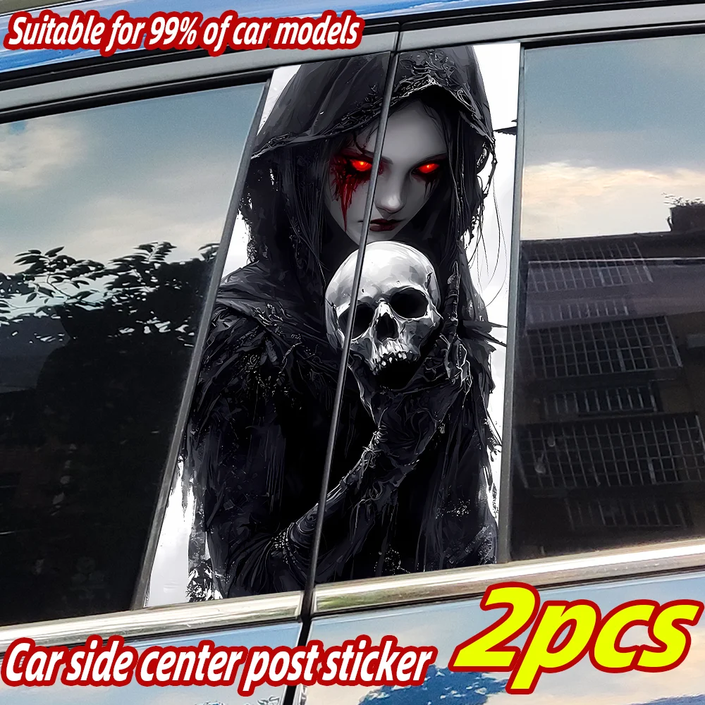 

Dark Skull Girl Car Stickers Waterproof Auto B Pillar Decor Cover Scratches Car Door Pillar Sunscreen Vinyl Decal Accessories
