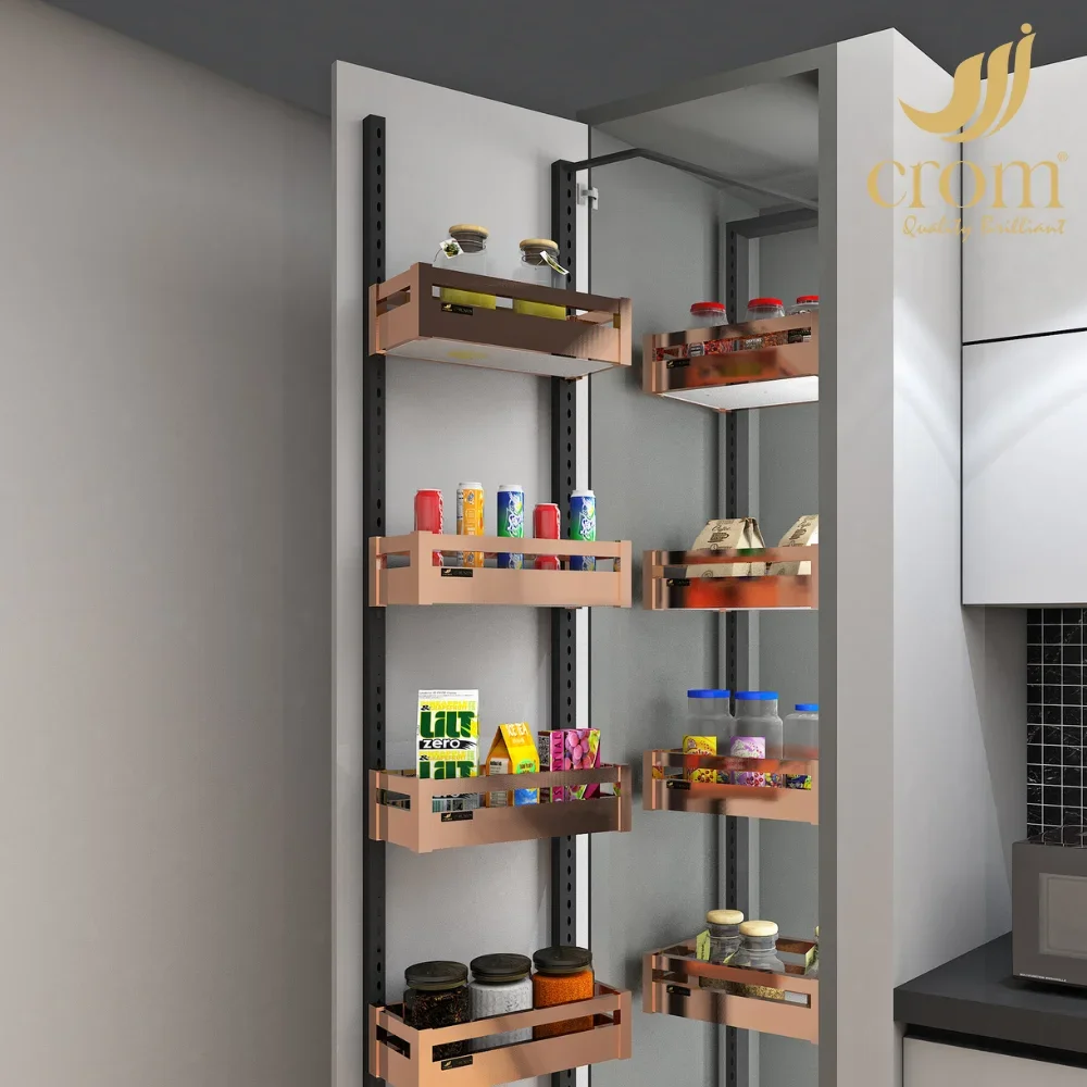 Pantry Pullout 6 Layer Stainless Steel PVD Rosegold Finish