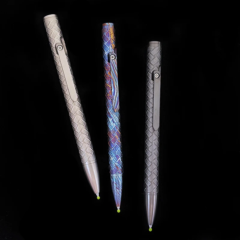 1PC Titanium Alloy Zirconium Damascus Writing Gel Pen Business Office Signature Pen EDC Tool Pen