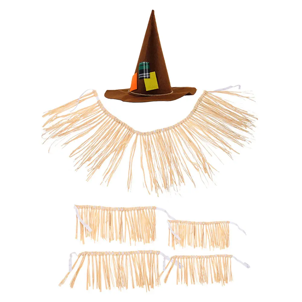 

1Set Raffia Hula Skirt Witch Hat Hawaiian Party Costume Summer Luau Performance Dress Festival Decoration Beach Garden Party