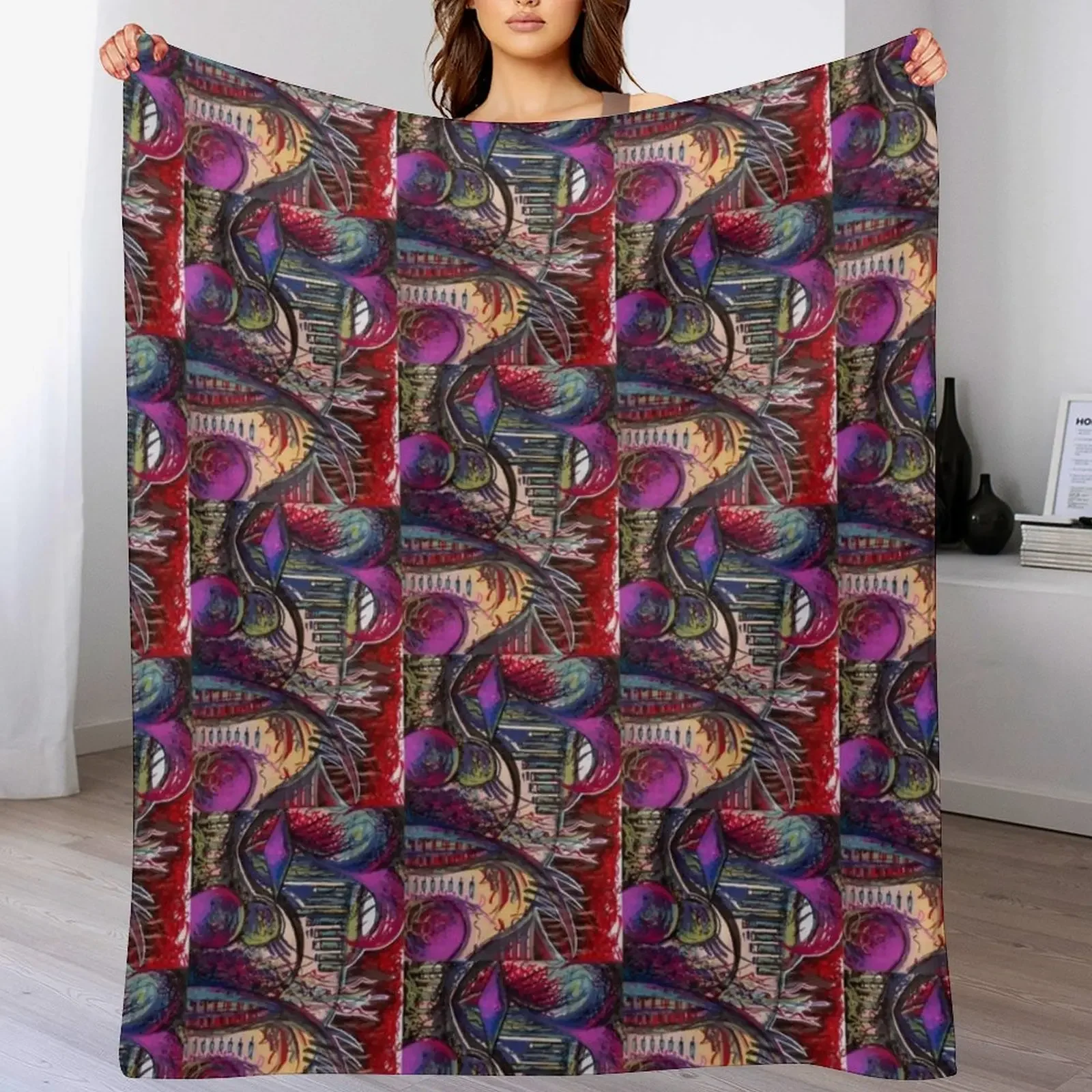 Portrait A for Absract Throw Blanket Travel Size Cozy Blanket for Plane Train