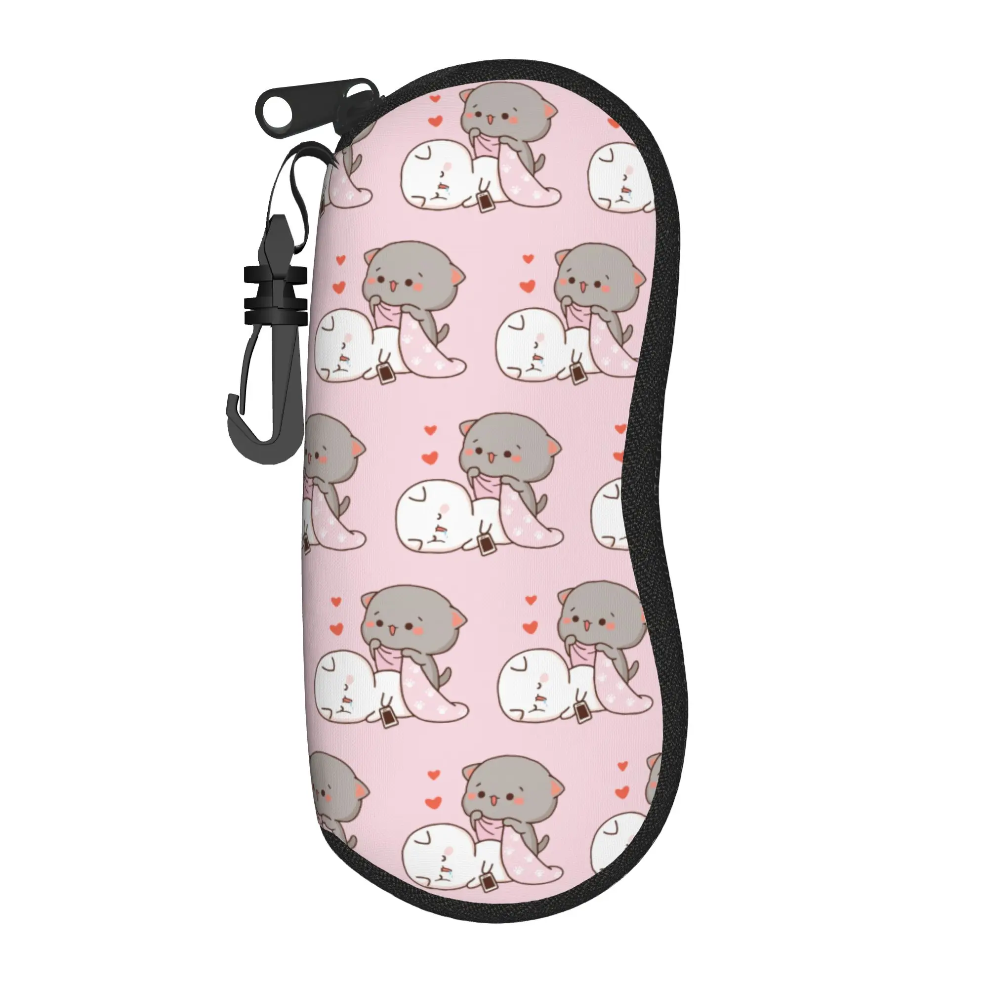 Kawaii Peach and Goma Mochi Drooling Glasses Case Unisex Anti-Fall Box Cartoon Cat Glasses Storage Box Gift Sunglasses Box