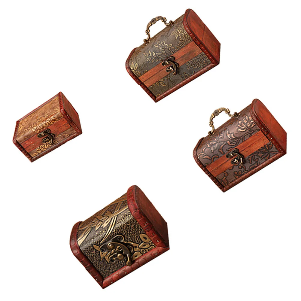 1Pcs Wooden Vintage Storage Box Large Retro Desktop Organizer Blue Style Sundries Container for Jewelry