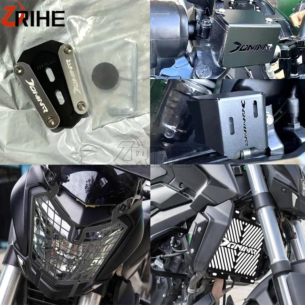 

Headlight Guard Side Stand Brake Fluid Reservoir Radiator Guard Grille Protector Cover Lights For BAJAJ DOMINAR 250/400 All YEAR