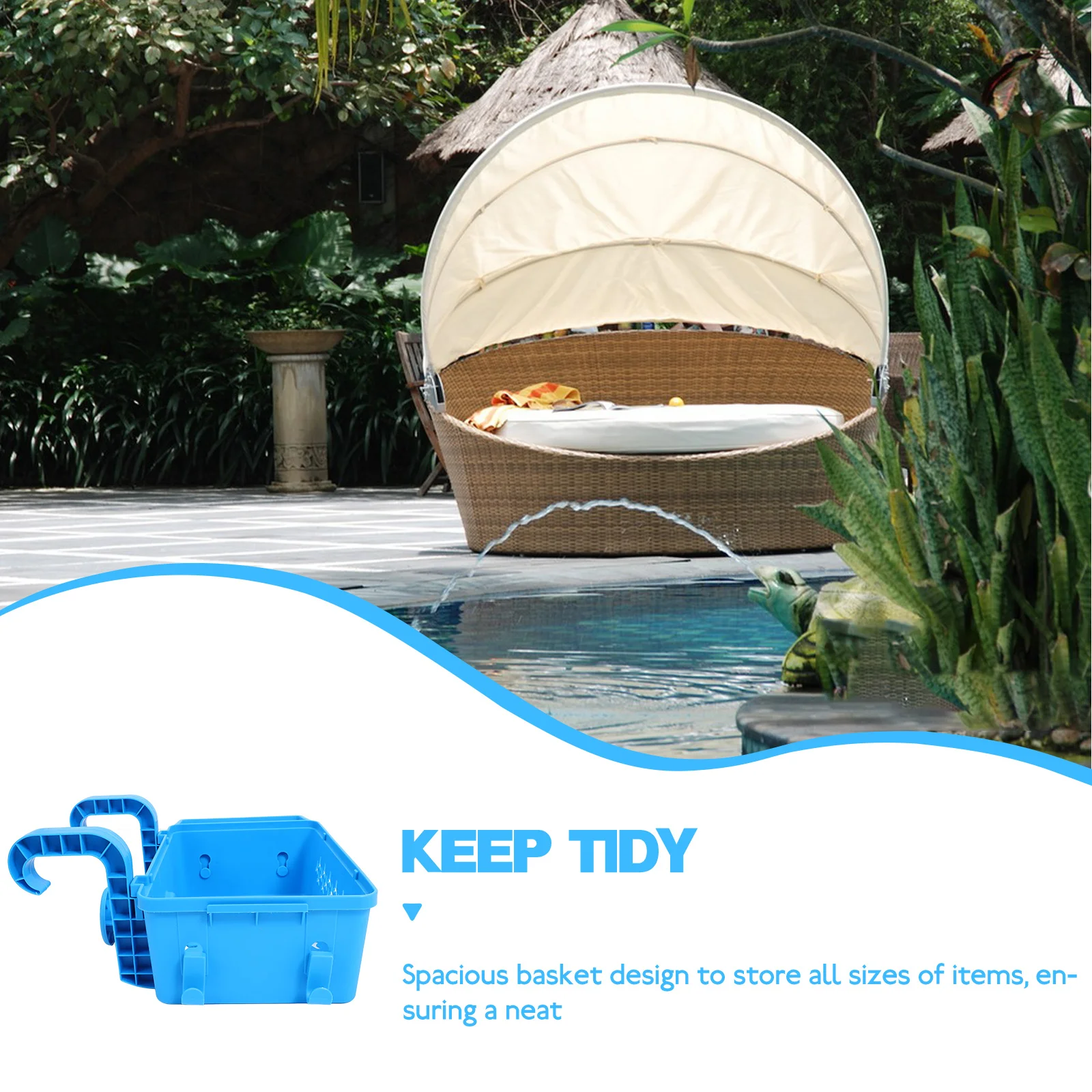 

Portable Pool Storage Basket Hanging Plastic Towel Holder Pool Edge Storage Container for Towels Multi-Use Towel Container