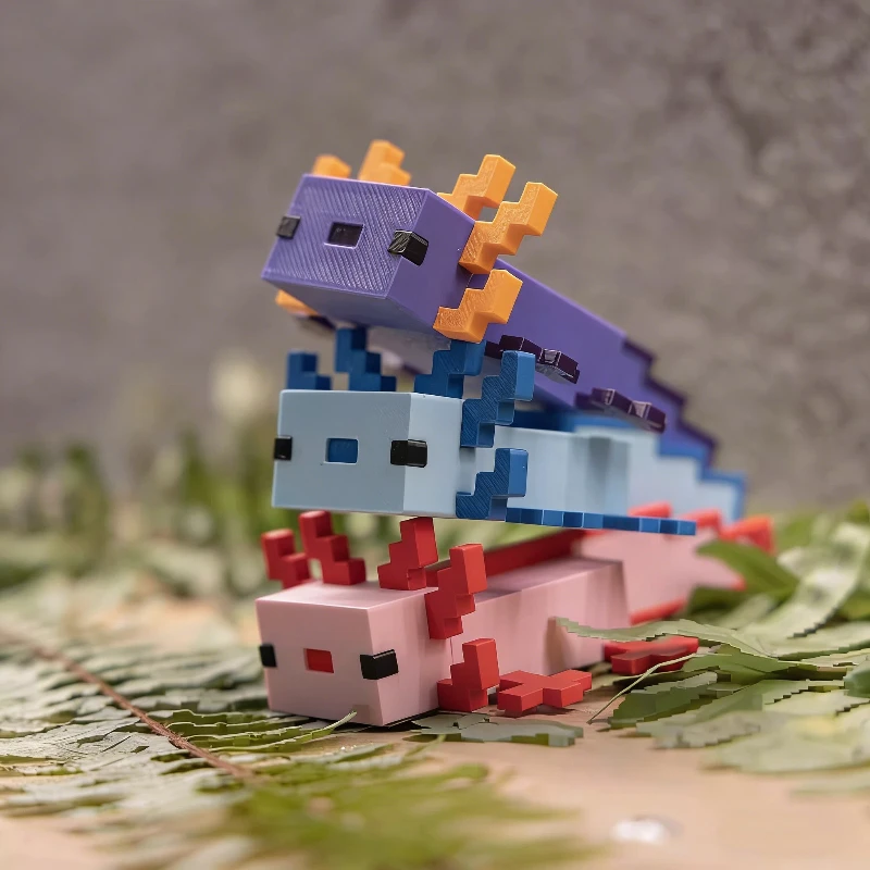 Mineworld Axolotl: Boneco de Ação Pixelizado Impresso em 3D, Periférico de Jogo, Modelo Fofo, Enfeite de Mesa, Brinquedo Colecionável, Decoração de Quarto, Presente