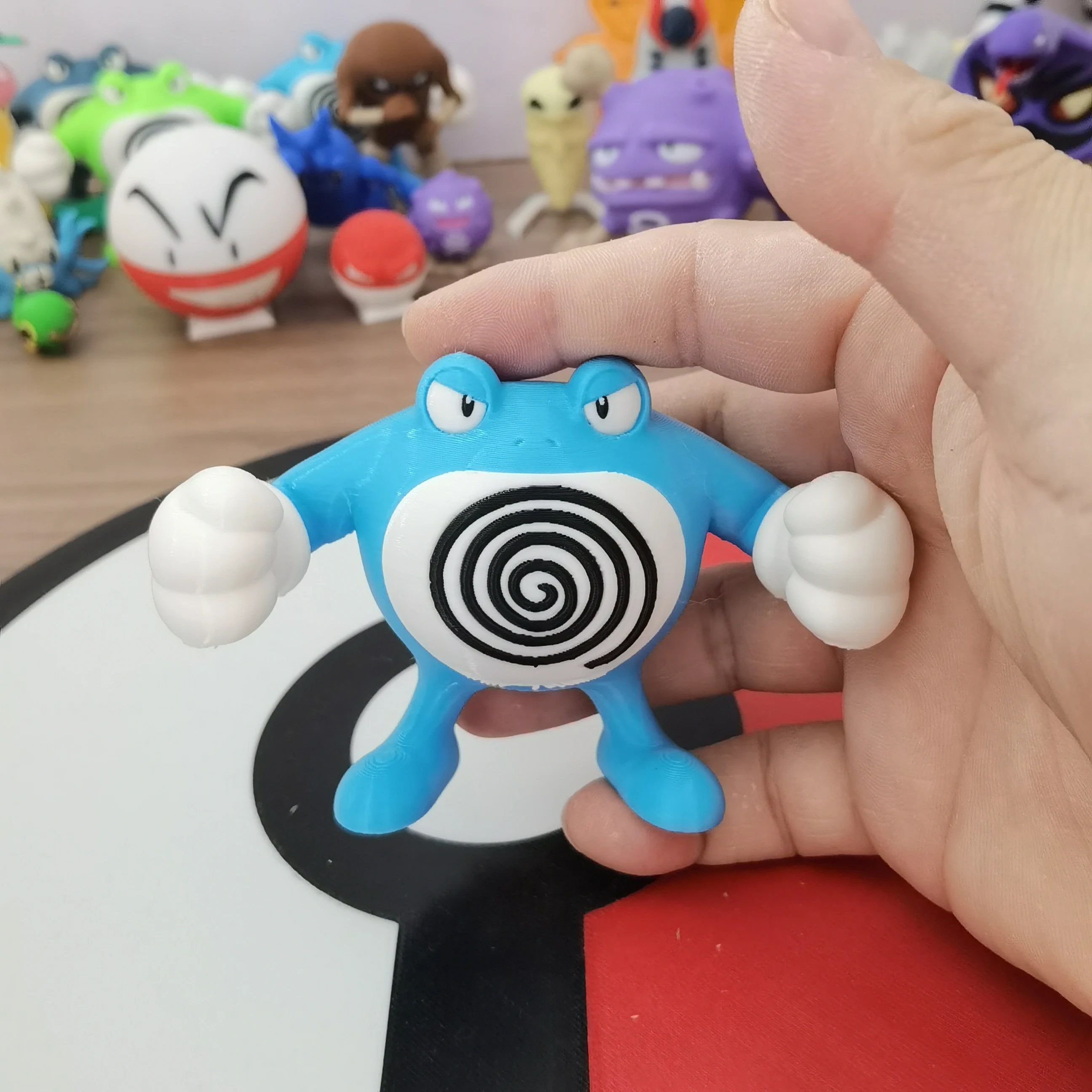 Figuras de Anime de Pokémon Poliwag Poliwhirl Poliwrath, escala 1:20, impresión 3d Diy, personaje de dibujos animados, modelo de escritorio, juguete de regalo