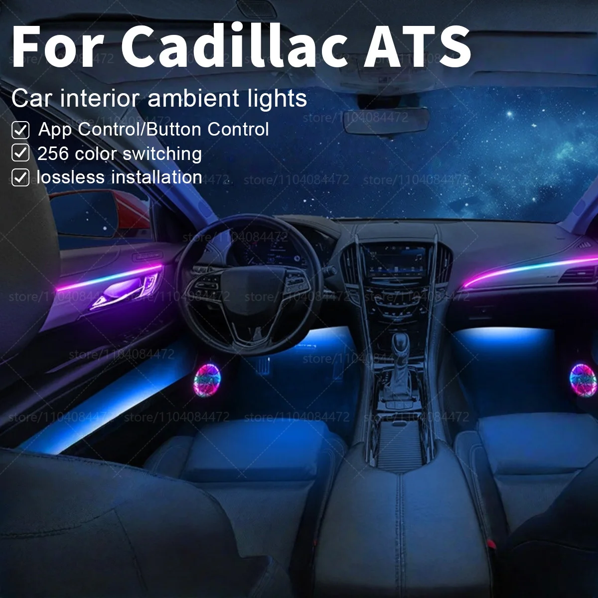 

For Cadillac ATS 22in1 RGB Car Interior Acrylic Car Ambient Lights RGB Hidden Acrylic Strip Decoration Atmosphere Accessories