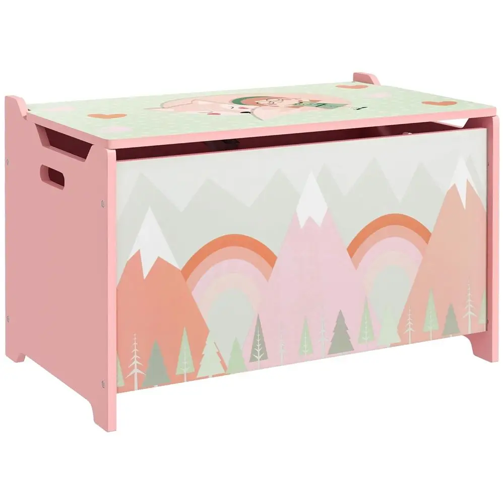 

Pink Cute Animal-Themed Storage Chest with Lid and Safety Hinge for Bedroom