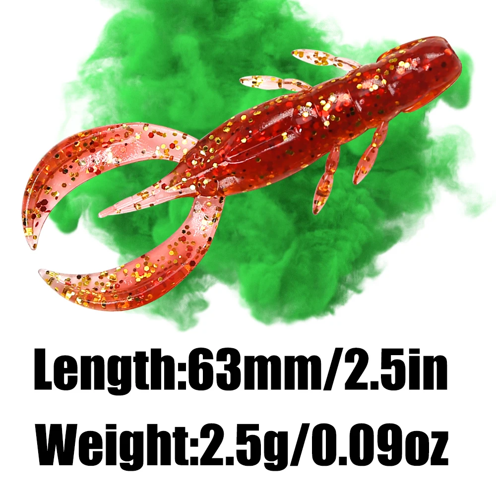 PEAK CRAZY 63mm/2.5in Lobster Soft Plastic Lure Fishing Lures Attractive Shrimp odor salt Wobbler