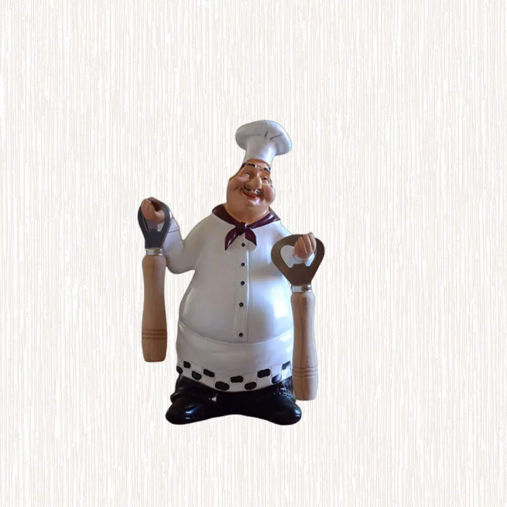 

Creative Chef Resin Ornament Kitchen Decor Desktop Sculpture Eco-Friendly Mini For Home Bar Cafe Decoration (Opener