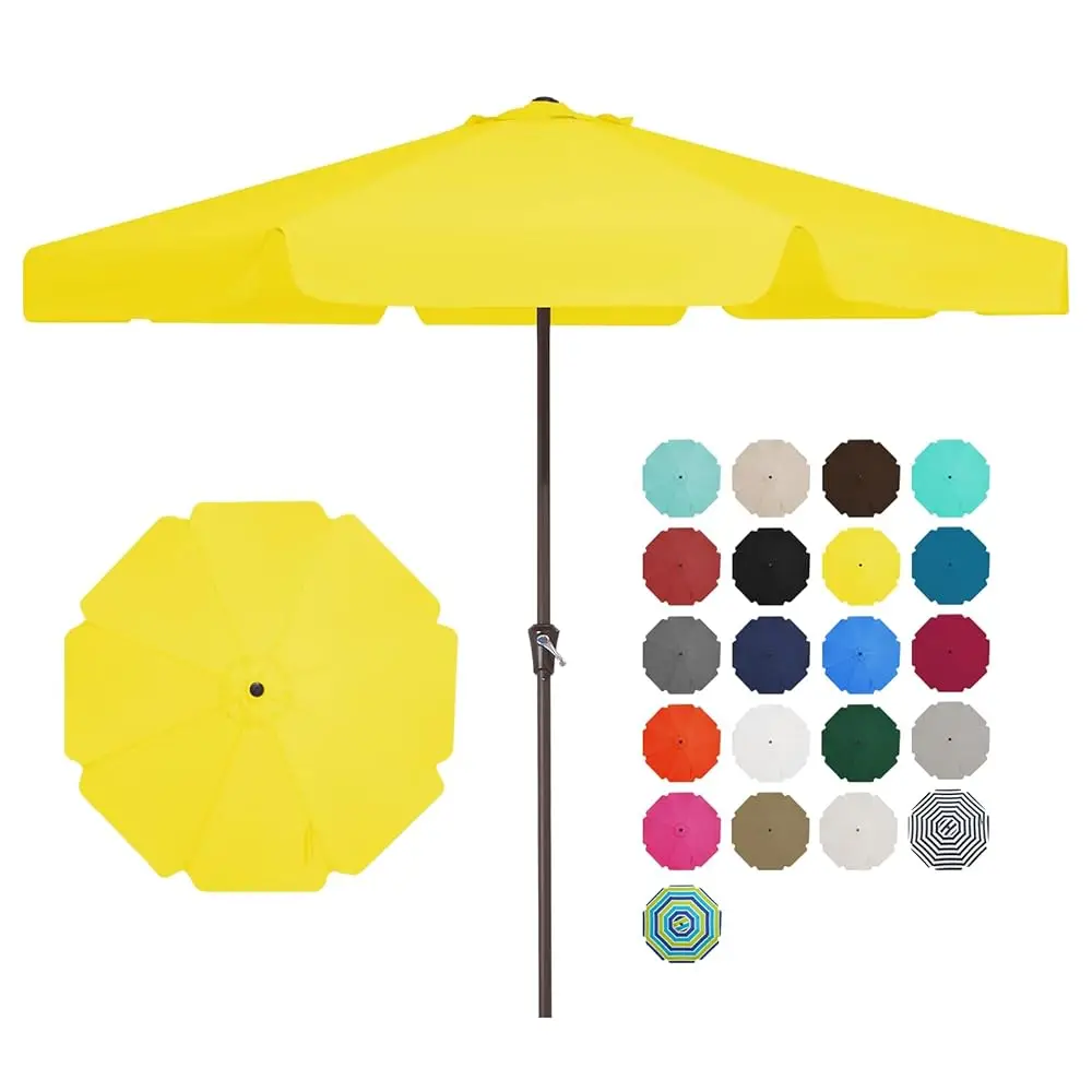 

11-футовые зонты для патио, уличный настольный рыночный зонт с рукояткой, 8 прочными ребрами, защита от ультрафиолета, водонепроницаемый, солнцезащитный (желтый)