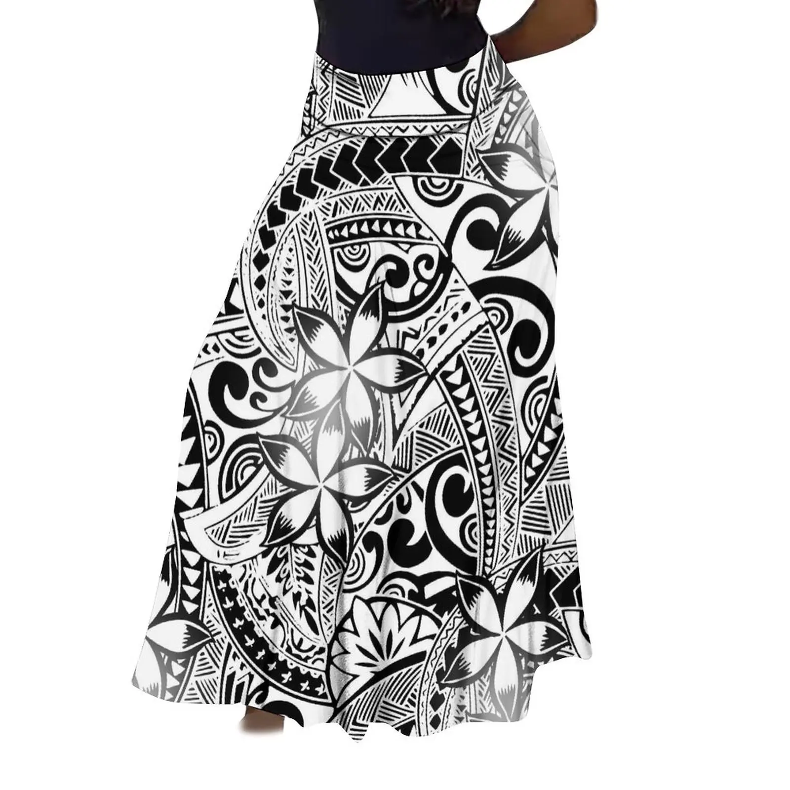 Polynesian Women'S Skirt Elegant Loose High-Waisted Maxi Skirt Custom Tribal Ethnic Print Soft Hawaiian Samoa Island Skirt