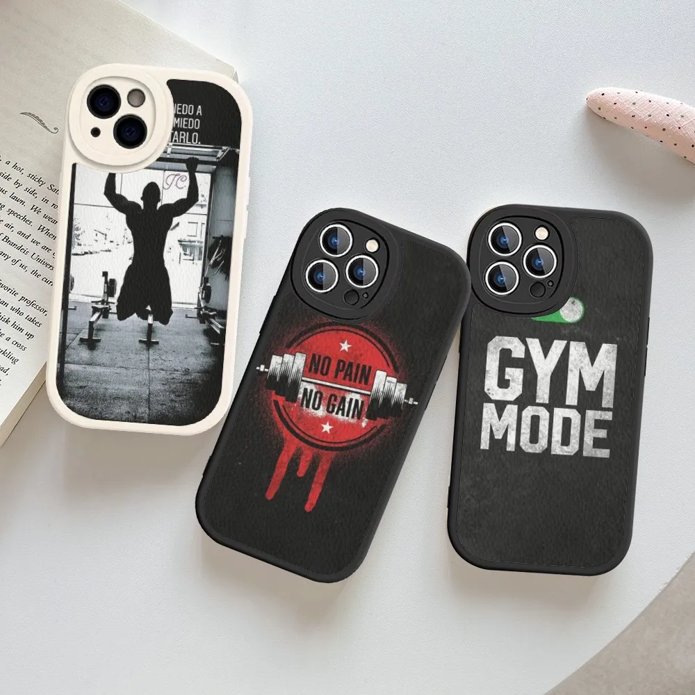 No pain no gain GYM MODE Phone Case Hard Leather For iPhone 14 13 12 Mini 11 14 Pro Max Xs X Xr 7 8 Plus Fundas