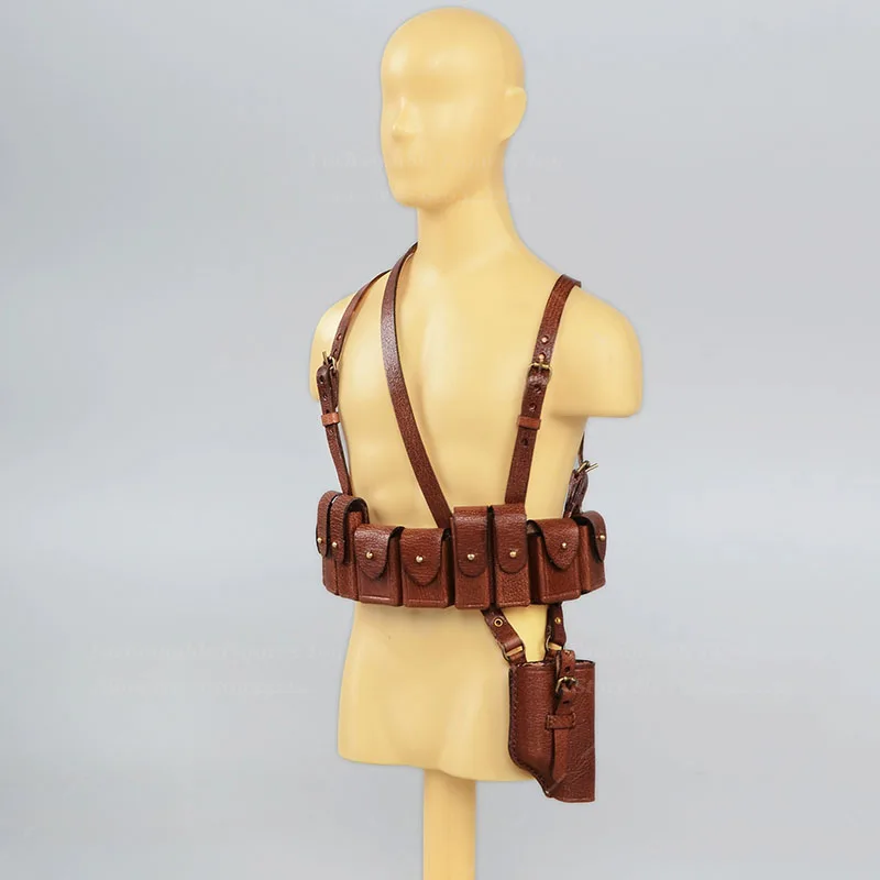 1/6 żołnierz skórzany pistolet maszynowy klatka piersiowa wisząca torba na amunicję pas biodrowy pasek na ramię pasuje do 12-calowych lalek figurkowych