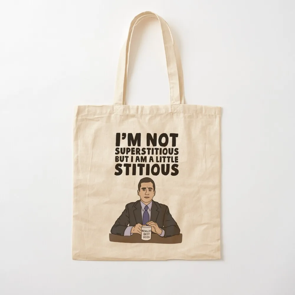

I'm Not Superstitious But I Am A Little Stitious Tote Bag large tote bag tote bags aesthetic Canvas Bag