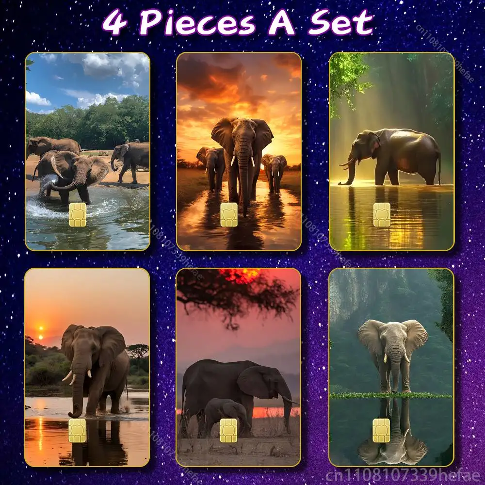 

Animal Elephant Sticker Skin For Credit Bank Campus Bus Card Cover Self-adhesive Decoration