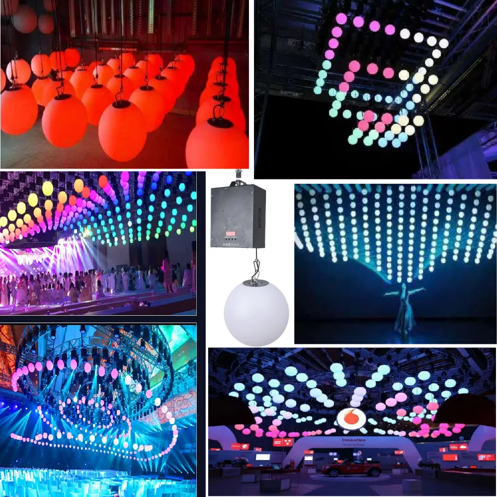 Boule de levage LED CNC pour scène, performance sur scène, atmosphère changeante de couleur