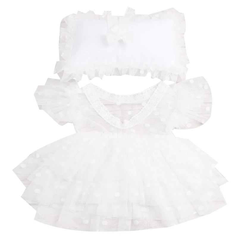 

Baby Photography Props Newborn Infant Girls Dress with Pillow Hairband Set