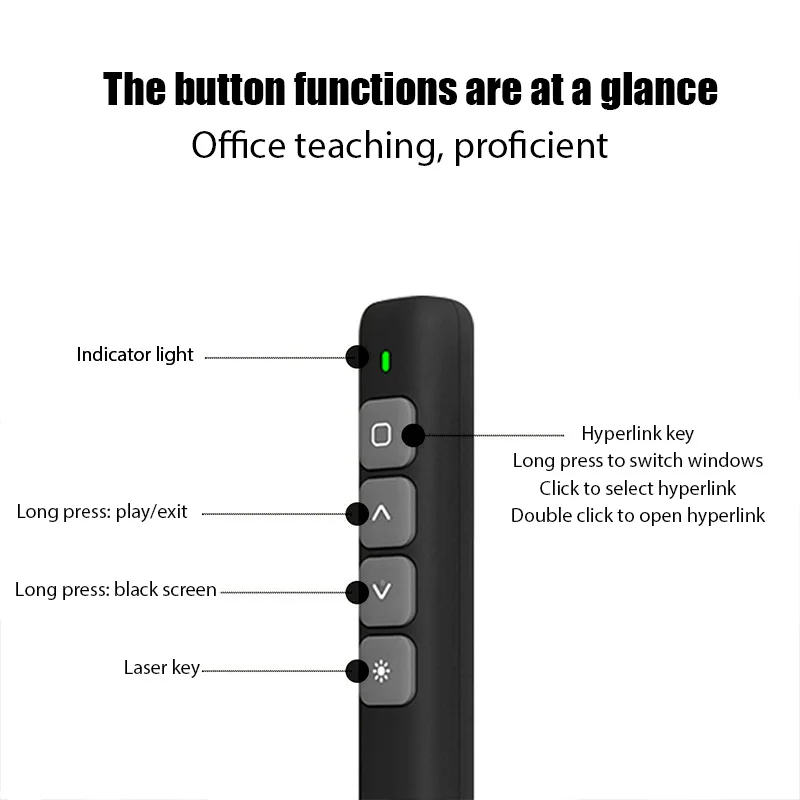 New Wireless Presenter Red Laser Page Turning Pen 2.4G RF Volume Remote Control PPT Presentation USB PowerPoint Pointer Mouse