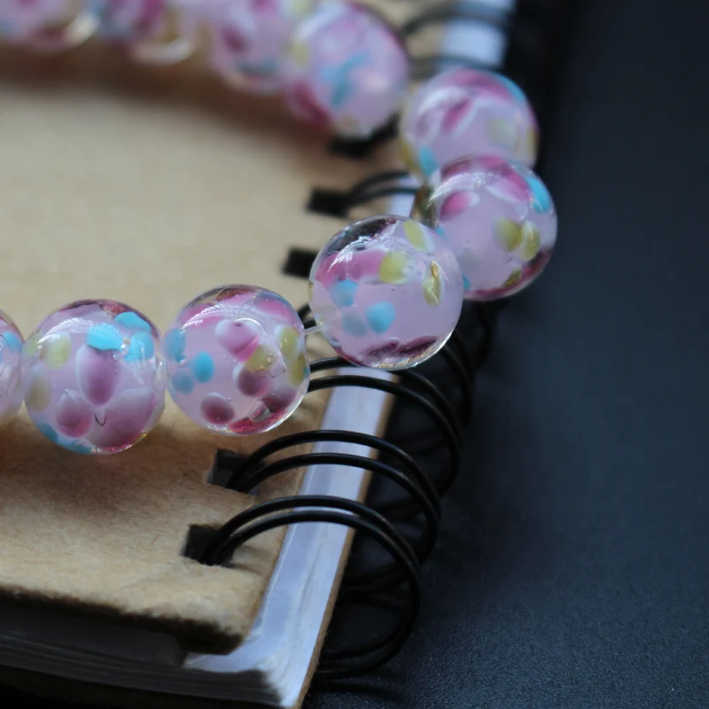 10Pcs 12mm14mm Handmade Lampwork Glass beads Flower Beads Solid Pink color jewelry make Bracelet Necklace Wholesale and Retail