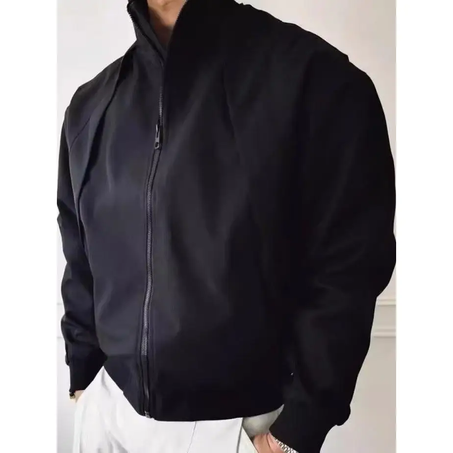 

Retro Japanese Sle Men's Spring Autumn Stand Collar Jaet Advanced Tailoring Simple Design Long Sve Outerwear Coat