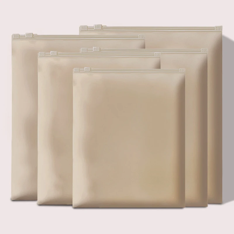 TETP 50Pcs Beige Frosted Zipper Bags Antiglare Home Travel Underwear Panties T-shirt Packaging Personal Goods Storage Organizer