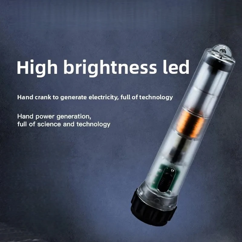 اليد مكرنك شحن فرح مصباح يدوي قوي المغناطيسي الذاتي توليد مصباح يدوي للطوارئ أداة تدريس علوم الفيزياء #4