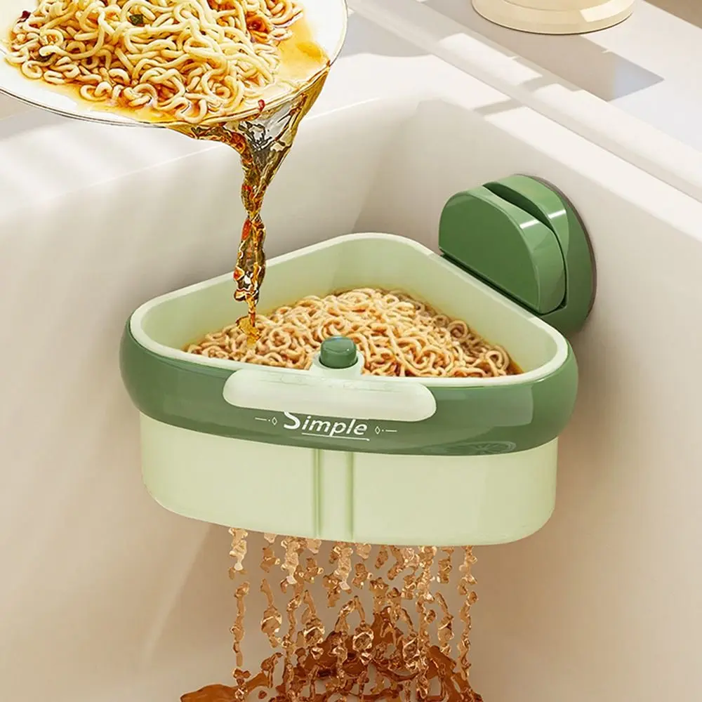 

Suction Cup Sink Strainer Basket Triangle 2 in 1 Fruit Washing Filter Rack Detachable Punch-free Food Residue Separator