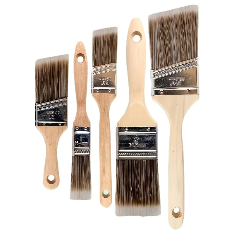 5pcs Nylon Brushes Paint Brush Set Paint Long-Handled Bevel Art-Specific For Household And Industrial