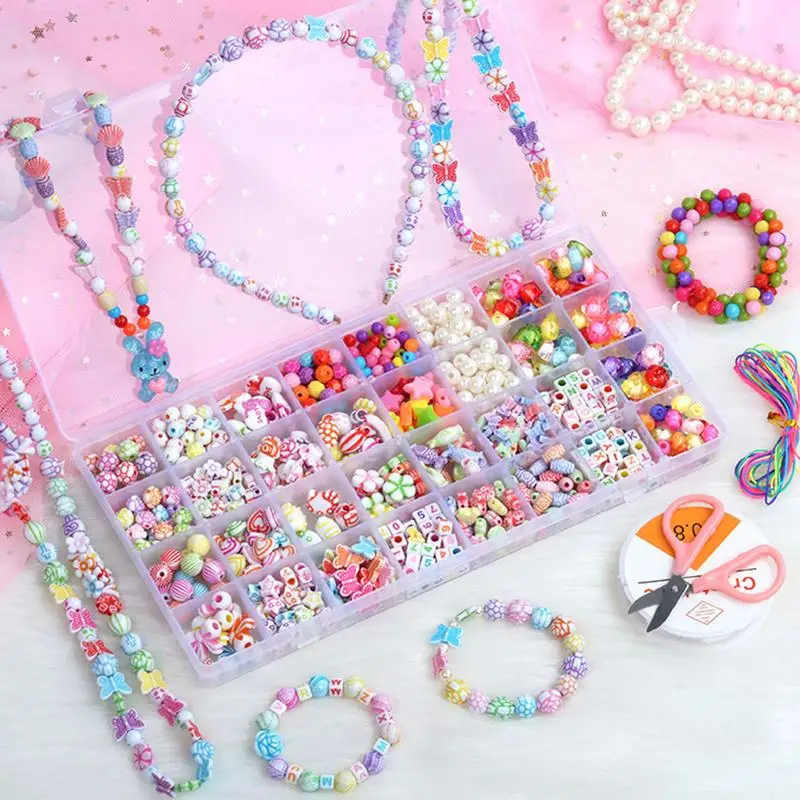 

Girls DIYs Bead Set Jewelry Making Kit For Kids Girl Pearl Beads For Bracelets Rings Necklaces Creativity Kits Art Craft