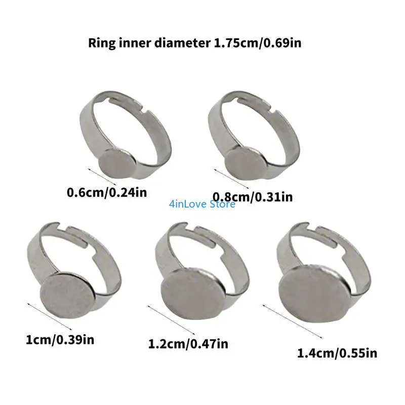T4MD 10 قطعة حلقات من الفولاذ المقاوم للصدأ قواعد متينة من الفولاذ المقاوم للصدأ حلقات قابلة للتعديل يتصاعد لصياغة مجوهرات فريدة #6