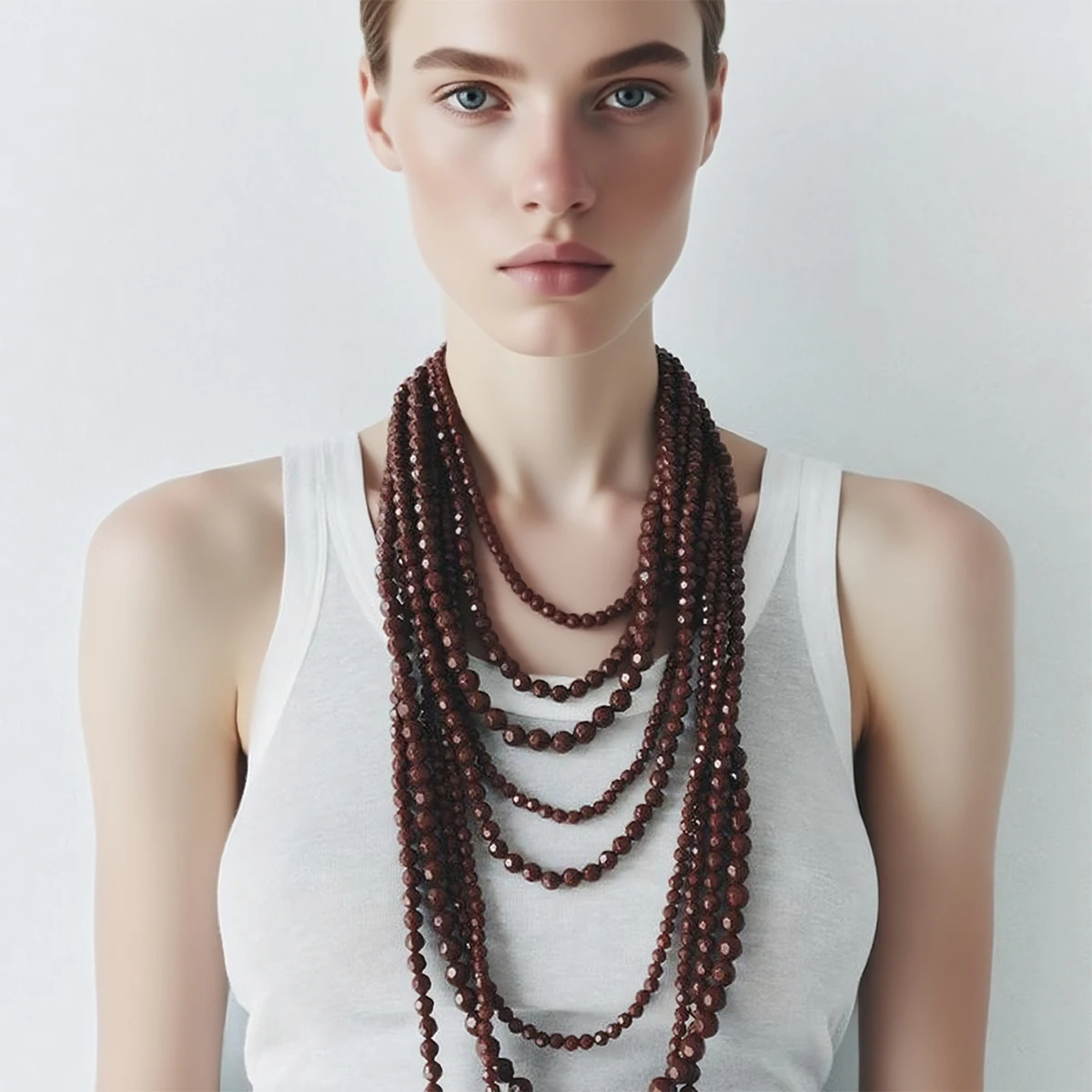 

ZAA Vintage Multilayer Handmade Beaded Long Chains Necklaces for Women Statement Jewelry Neck Accessories