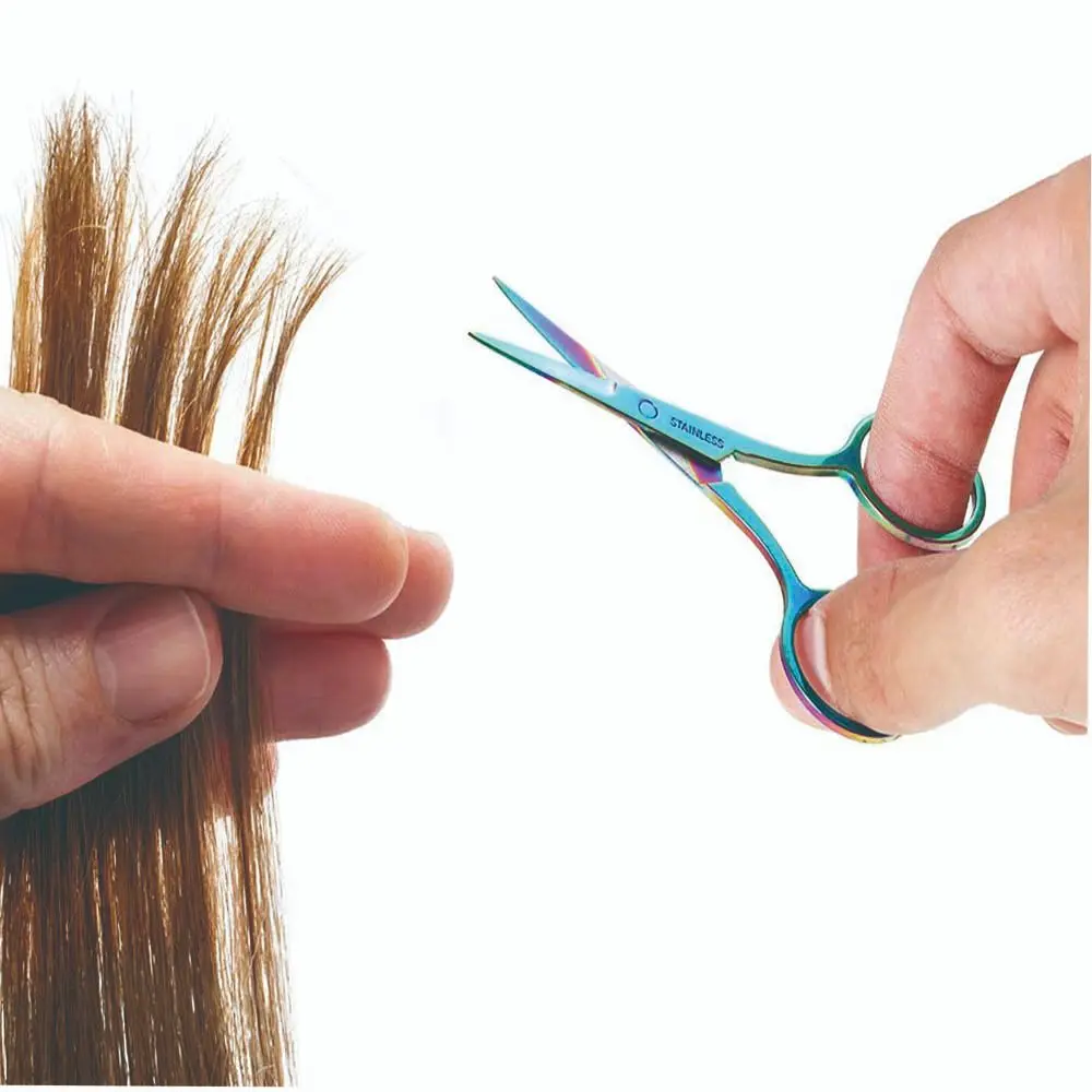 Tesoura removedor de cutícula de unha, aço inoxidável, cortador de pelos do nariz, tesoura de sobrancelha pontiaguda, aparador de cílios, remoção de pelos faciais