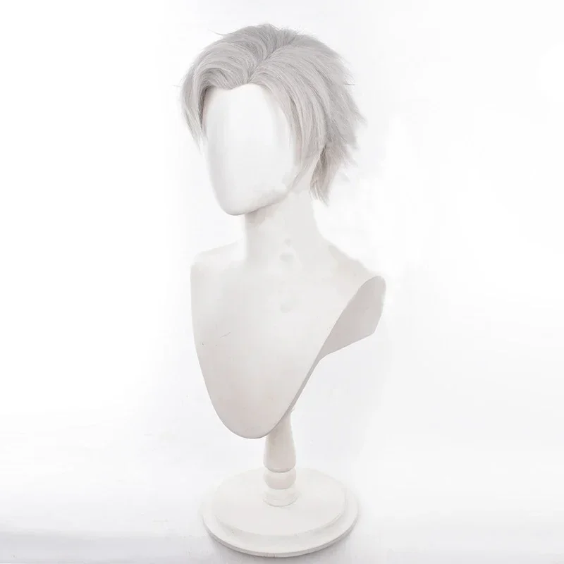 ゲーム愛とディープスペーススタイラスコスプレウィッグ大人ユニセックス耐熱合成ショート白髪ハロウィン小道具アクセサリー