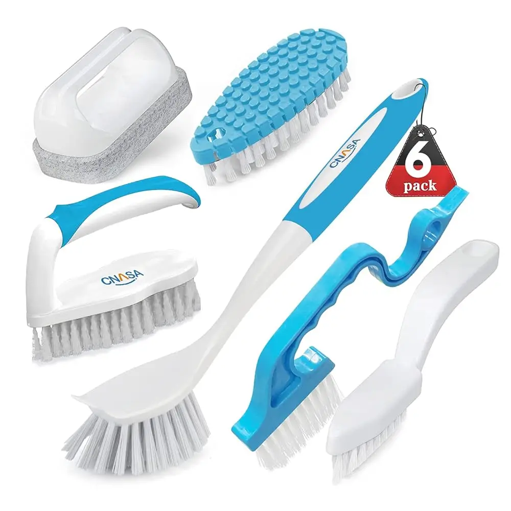 

6 Pack Household Deep Cleaning Set - Kitchen, Bathroom & Floor Cleaning Brushes, Includes Scrub, Dish, Bottle, Grout, Crevice