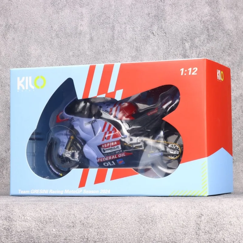 KILOWORKS 다이캐스트 1/12 스케일 Ducati 합금 모델 자동차 Ducati GP24 오토바이 놀이 차량 장난감 소년 선물 오리지널 박스
