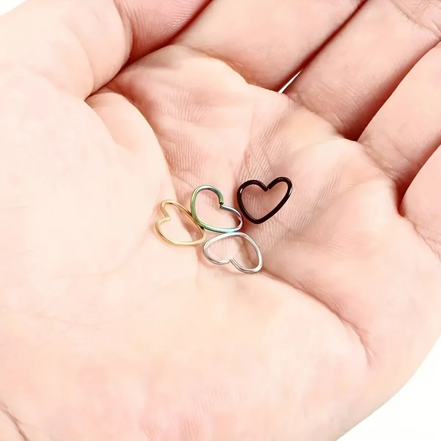 1pcs/4pcs Stainless Steel Hollow Heart/Star Shape Earrings Nose Rings Suitable For Daily Wear Non-Piercing Jewelry For Woman