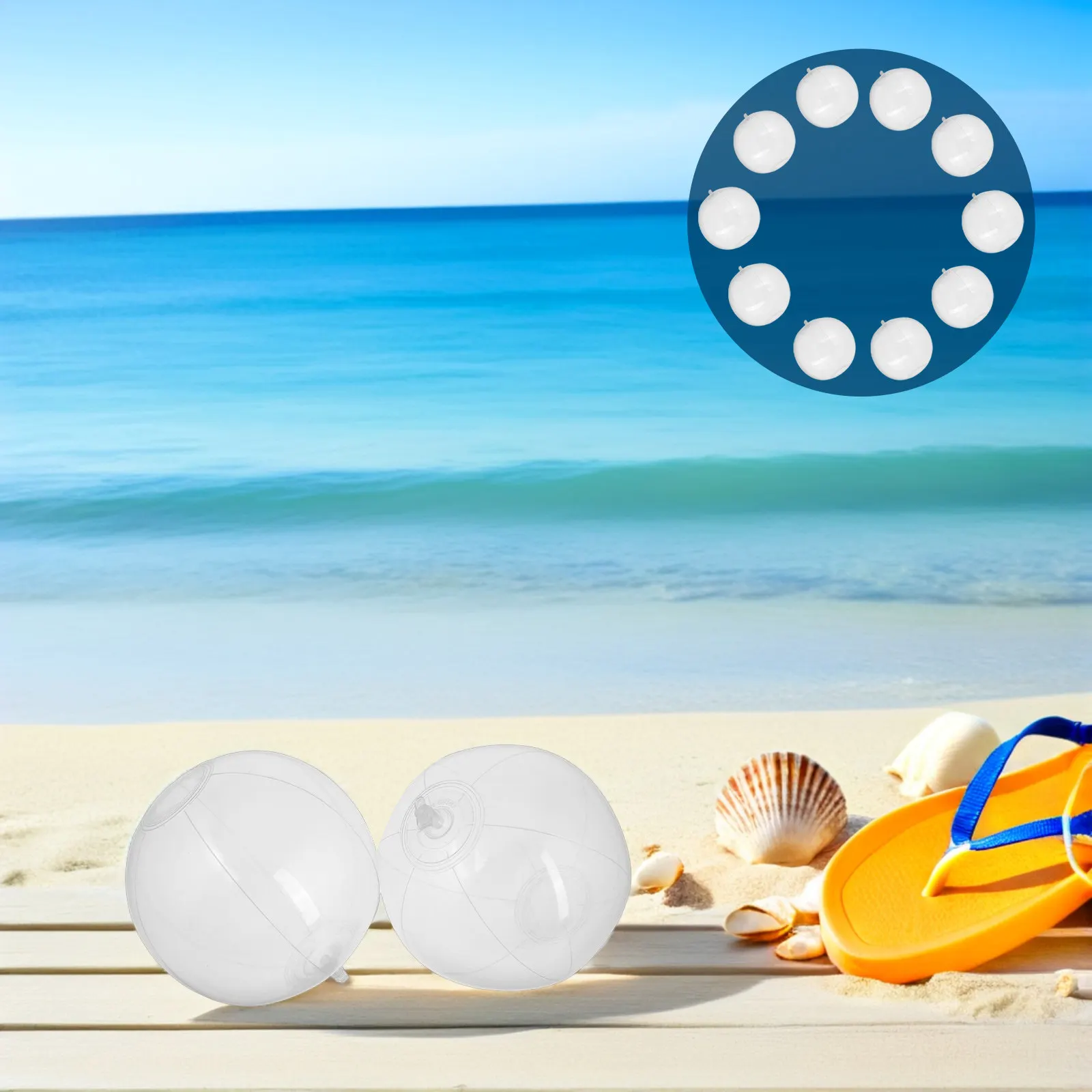 10Pcs Clear Inflatable Beach Balls Transparent Pool Toys for Summer Swimming Outdoor Party Games Decoration