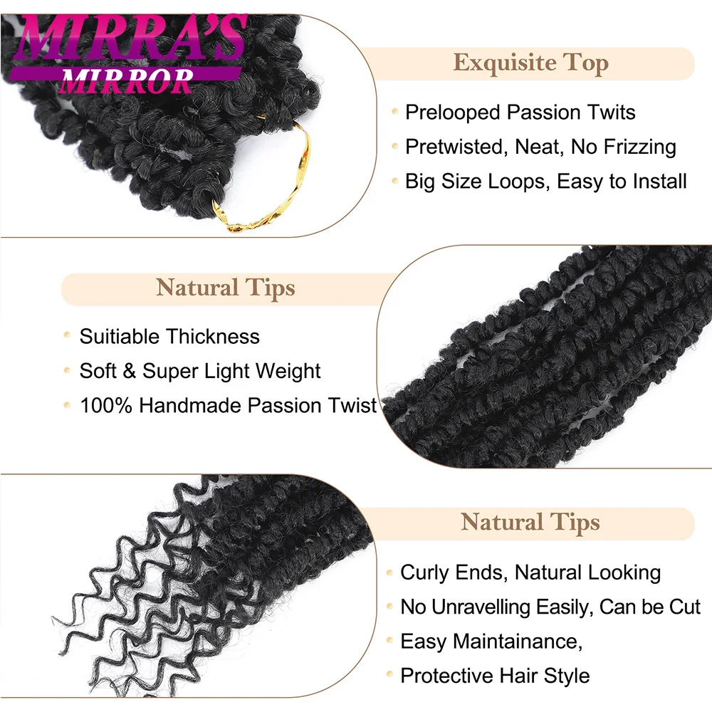 Passion Twist Crochet Hair Pre-twisted Short Passion Twist Hair Pre Looped Curly Passion Twists Synthetic Braids Hair Extension