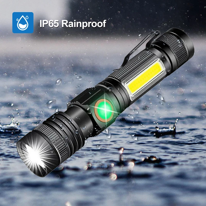 Powerful LED Flashlight Mini Magnetic High Power Tactical Torch 4 Mode USB Rechargeable Camping Lantern Use 18350 Battery