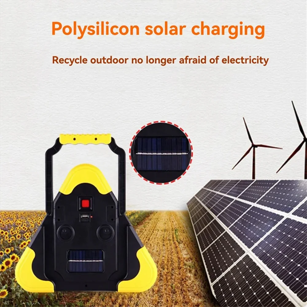 Solar Emergency Triangular Roadside Warning Light USB Super Bright LED Work Lights for Car Repairing Camping Hiking Hunting