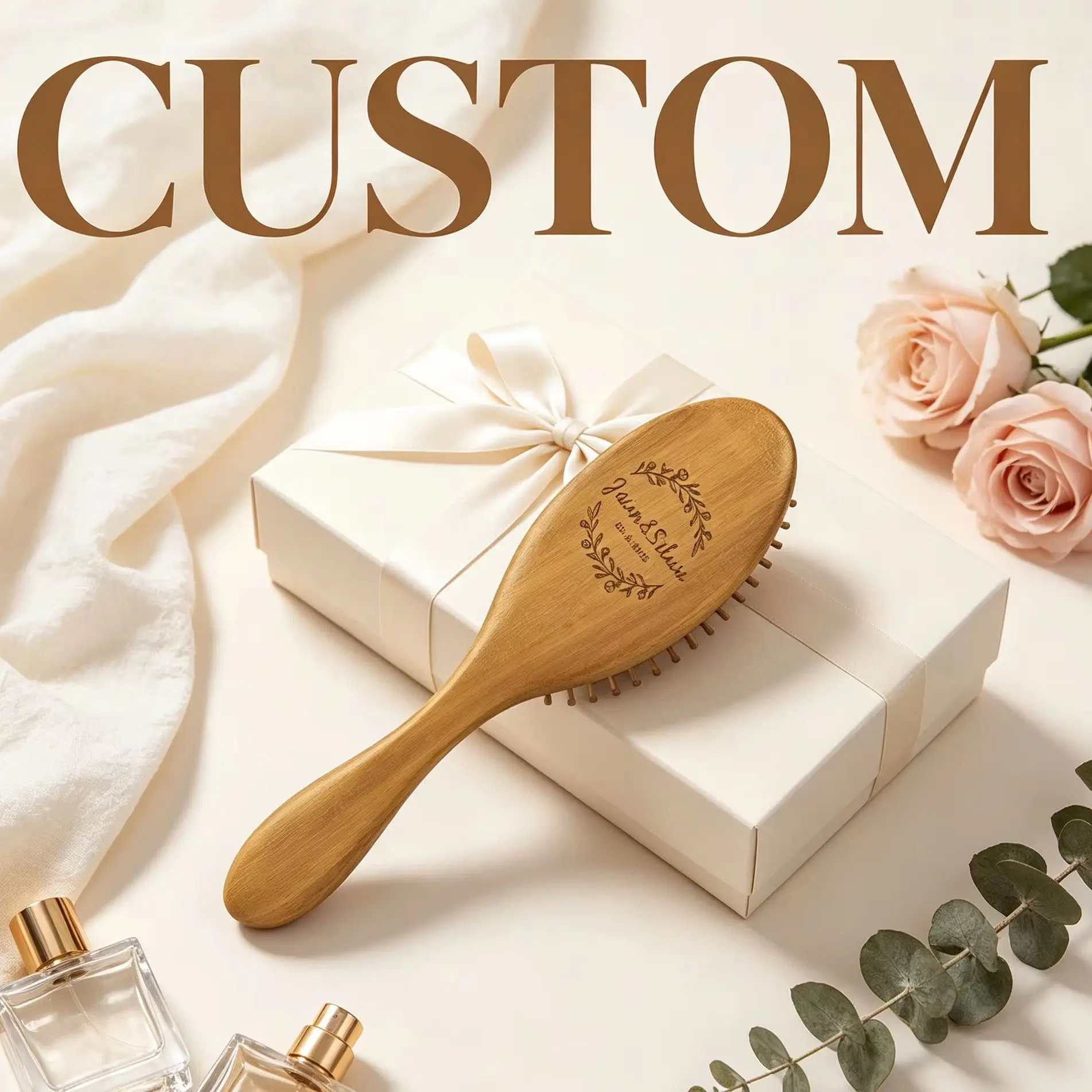 

Custom Wooden Hair Brush Scalp Massage Comb, Detangler Paddle Hair Brush,Perfect Bridesmaid Gift,Ideal for Wedding Bridal Shower