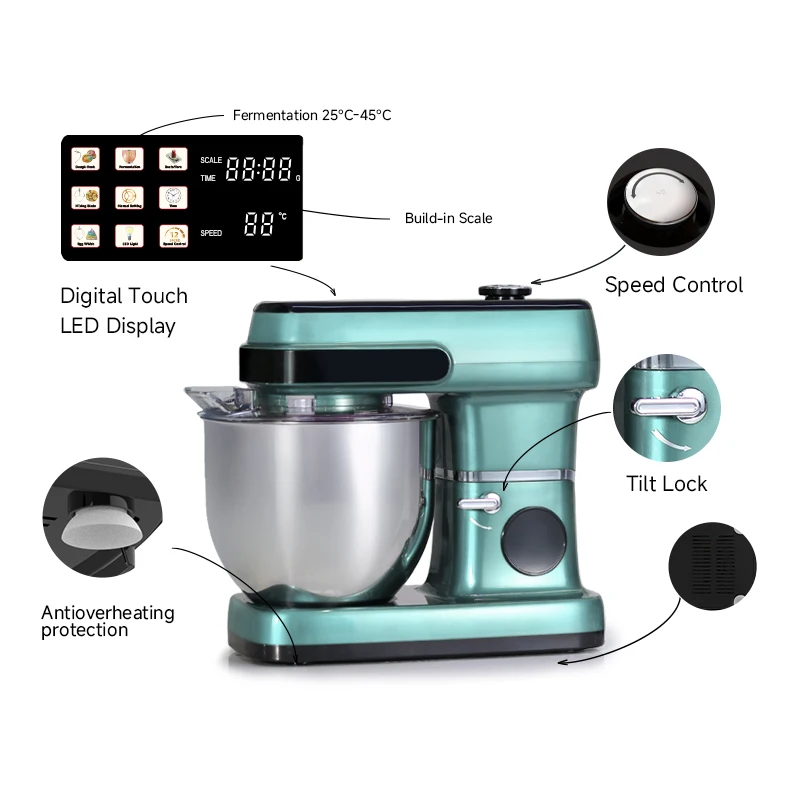 SM-A02P 10L Digital Touch LED Display 2200W 12 Speeds with Pulse Function Kitchen Appliances Machine Food Stand Mixer