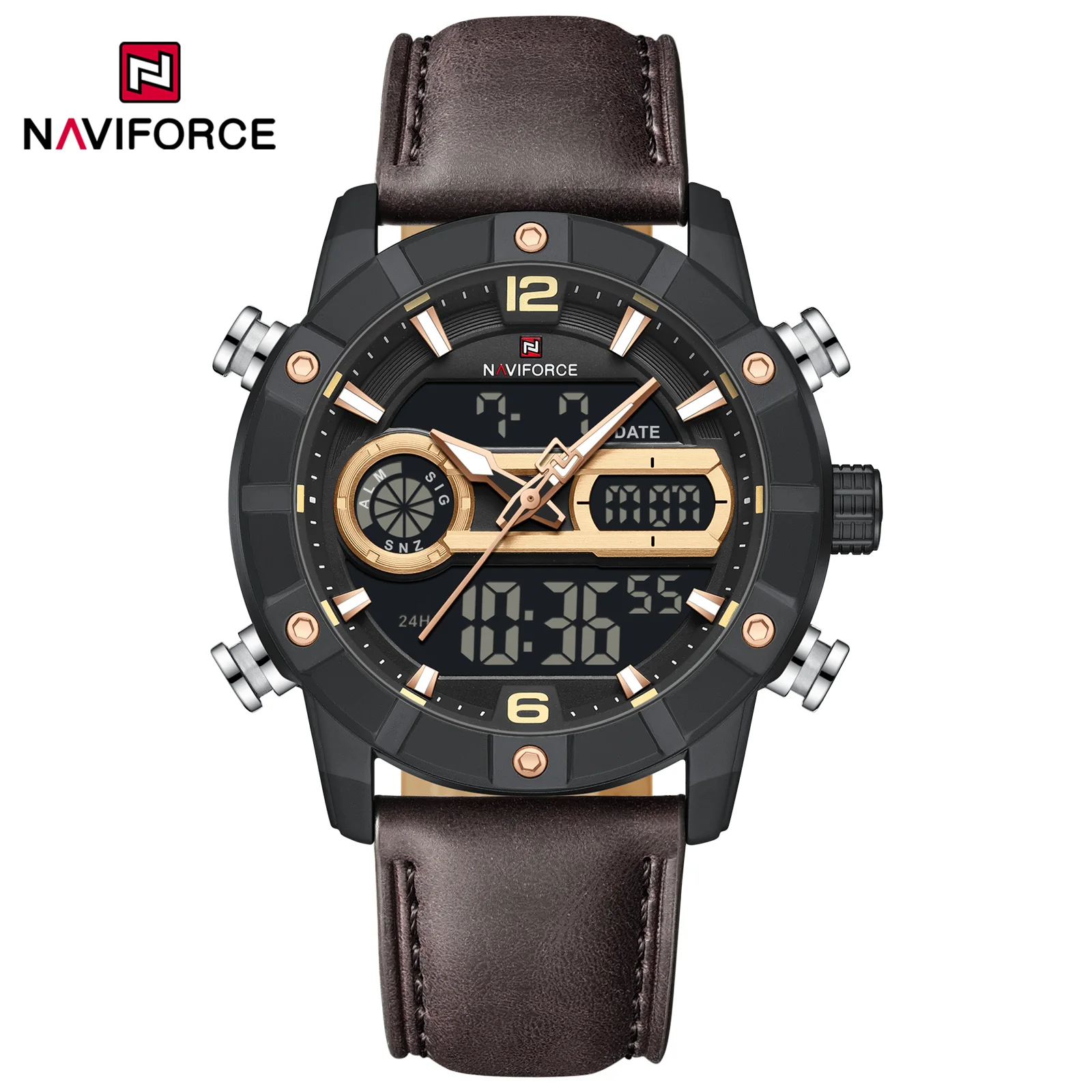 NAVIFORCE 9263 Electronic Watches for Man Fashion Luminous Clock Calendar Waterproof Casual Men Digital Wristwatch Reloj Hombre