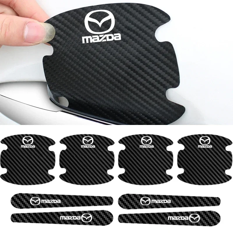Carbon Fiber Car Door Bowl Handle Scratches Protective Sticker for Mazda 3 RX8 RX7 MX3 Axela 6 Atenza MX5 CX9 CX5 CX7 323 626