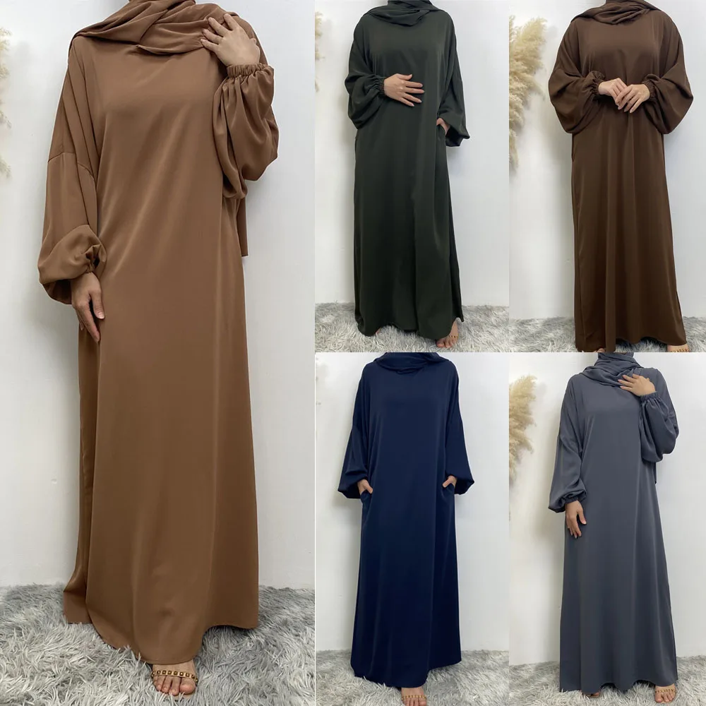 

Dubai Abaya Modest Casual Women Muslim Long Sleeve Maxi Dress Turkey Khimar Prayer Arab Robe Kaftan Islamic Eid Ramadan Jalabiya