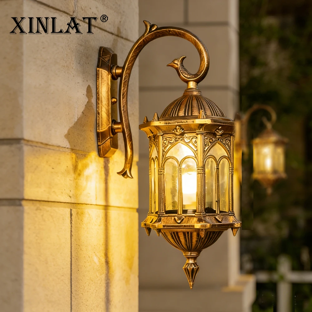 

XINLAT Ретро уличный настенный светильник, классический бра, водостойкий внешний садовый дверной проем, освещение для поверхностного монтажа, крыльца, Latern 220 В