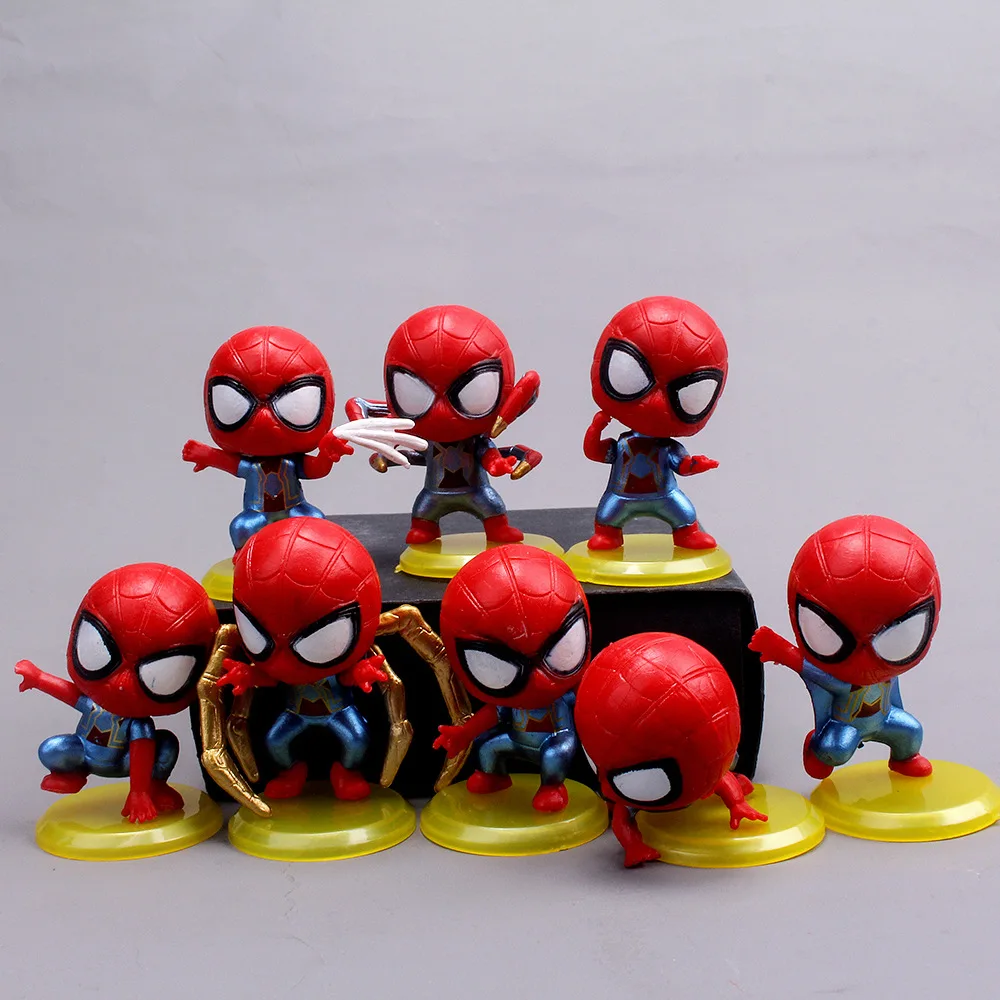 8Pcs Marvel The Avengers SuperHero Spiderman PVC Toys Spider Man Figure Model Collection Ornaments Kids Birthday Cake Decoration